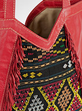 Load image into Gallery viewer, Red Leather Tote With Fringe
