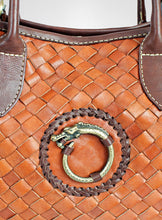 Load image into Gallery viewer, Tan Hand Woven Leather Bag With Attitude
