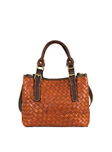 Load image into Gallery viewer, Tan Hand Woven Leather Bag Two Toned
