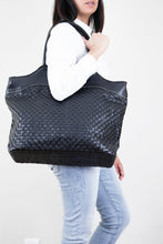 Load image into Gallery viewer, Black Large Leather Tote Bag
