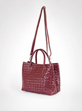 Load image into Gallery viewer, Maroon Hand Woven Leather Bag
