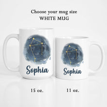 Load image into Gallery viewer, Libra Personalized Name Zodiac Constellation Mug
