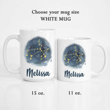 Load image into Gallery viewer, Sagittarius Personalized Name Zodiac Constellation Mug

