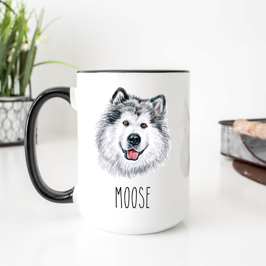 Alaskan Malamute Dog Face Personalized Coffee Mug