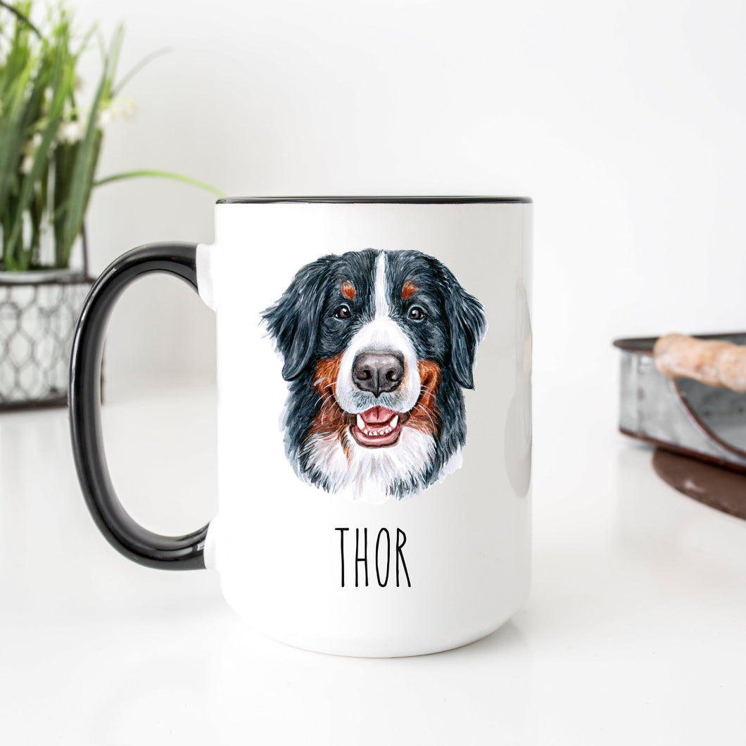 Bernese Mountain Dog Face Personalized Coffee Mug