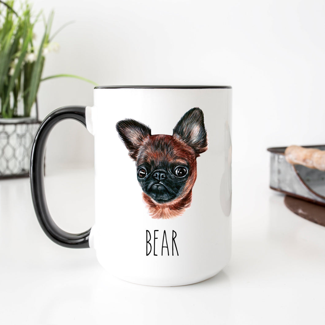Brussels Griffon Pug Dog Face Personalized Coffee Mug