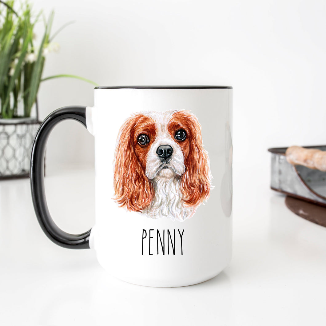 Cavalier King Charles Spaniel Dog Face Personalized Coffee Mug