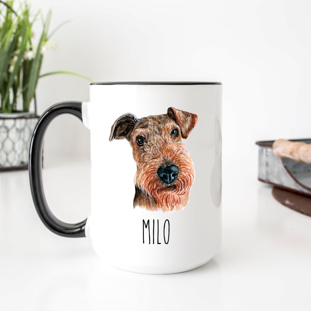 Airedale Terrier Dog Face Personalized Coffee Mug