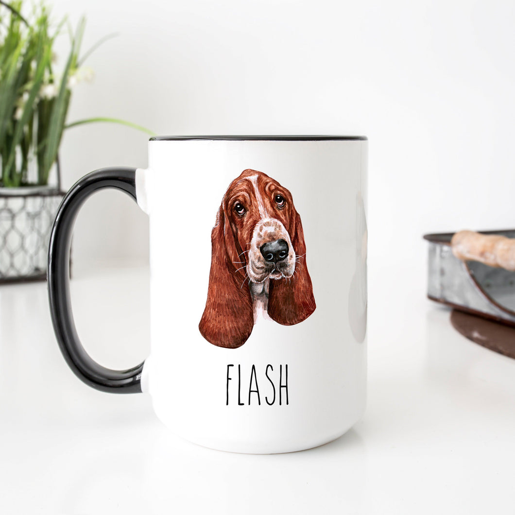 Basset Hound Dog Face Personalized Coffee Mug