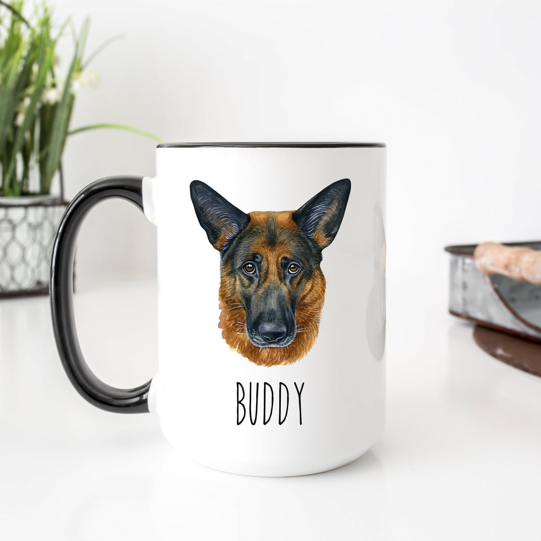 German Shepherd Dog Face Personalized Coffee Mug