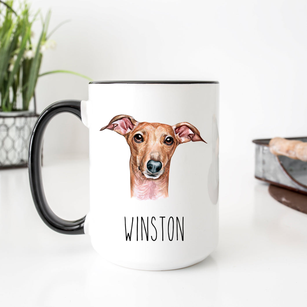 Greyhound Dog Face Personalized Coffee Mug