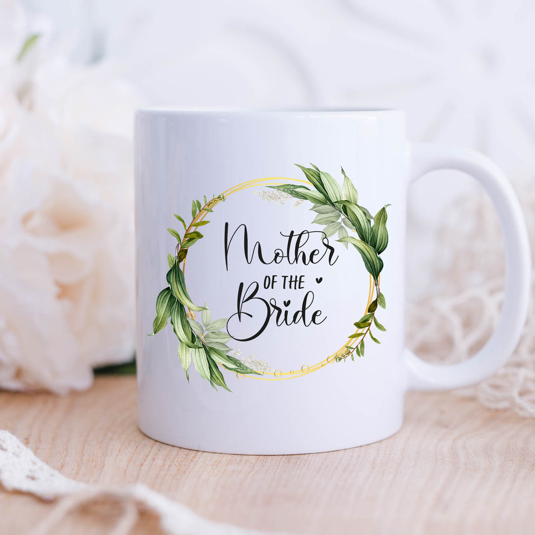Mother of The Bride Mug Greenery Wreath
