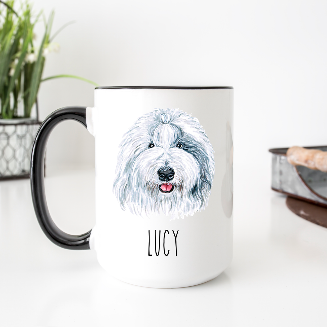 Old english sheepdog Dog Face Personalized Coffee Mug