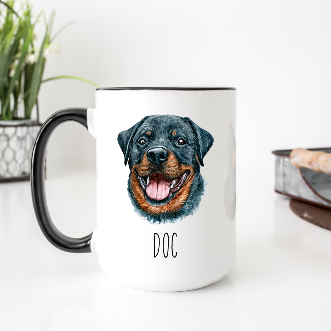 Rottweiler Dog Face Personalized Coffee Mug