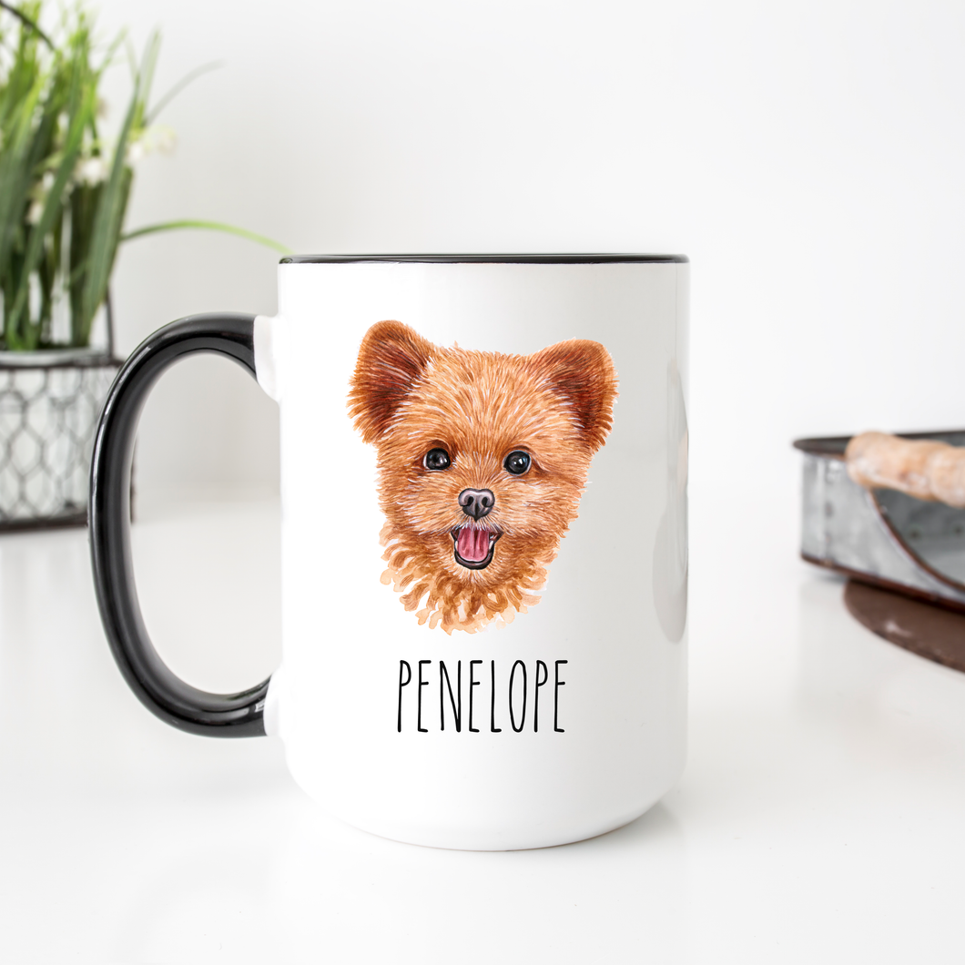 Spitzpoo Dog Face Personalized Coffee Mug